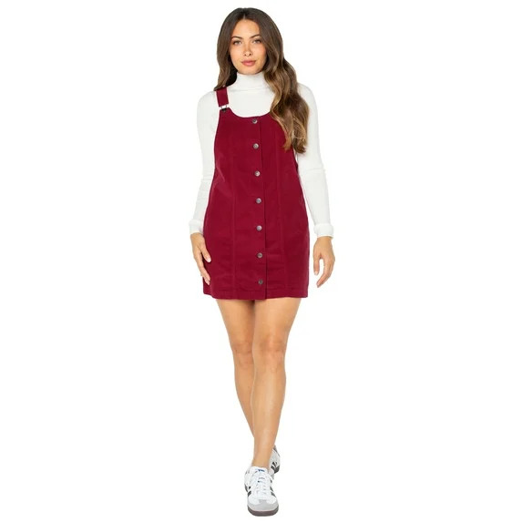 Celebrity Pink Women's and Women's Plus Corduroy Pinafore Mini Dress, Sizes XS-4X | Walmart (US)