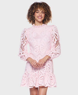 Alex & Sophia Juniors' Mock Neck Short Dress - Macy's | Macy's