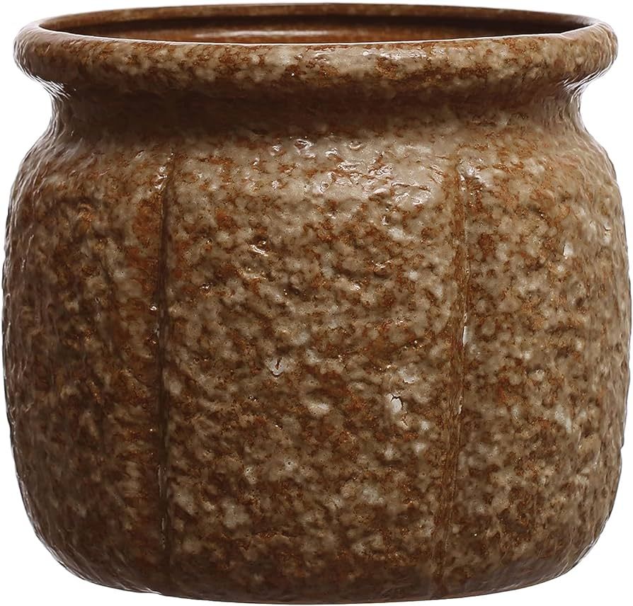 Creative Co-Op 7.75 Round Textured Stoneware Reactive Glaze, Holds 7 Inches Pot, Brown Planter | Amazon (US)