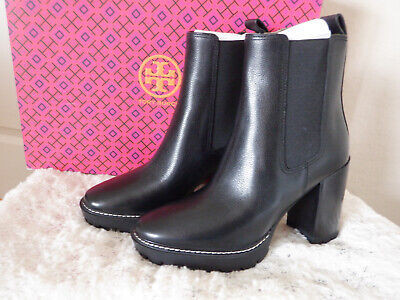 New Tory Burch Carson Perfect Black Lug Sole Ankle Boots Womens Size 9 New Box | eBay US