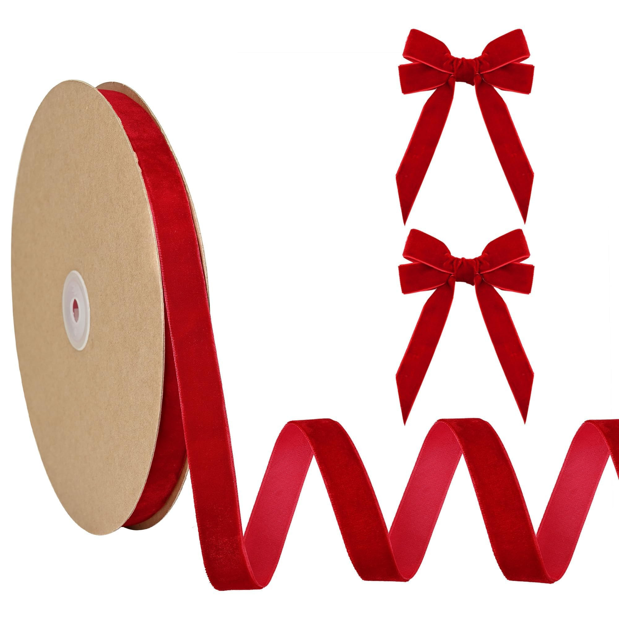 Red Velvet Ribbon 5/8 inch Velvet Ribbon For Gift Wrapping Christmas Tree Wreath Decorations Bow ... | Amazon (CA)