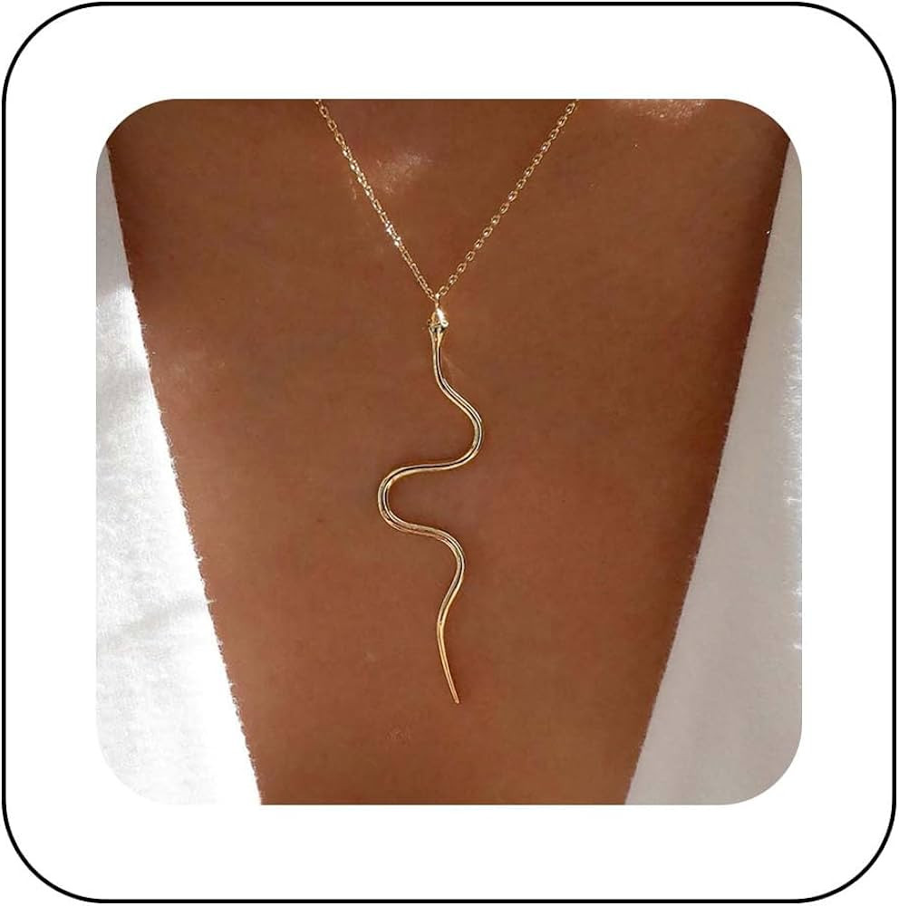 Andelaisi Boho Snake Choker Necklace Vintage Snake Pendant Necklace Gold Serpent Necklace Minimal... | Amazon (US)