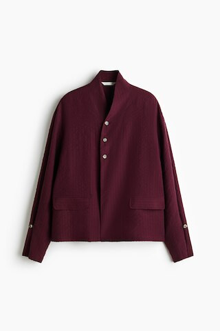 H & M - Textured-Weave Button-Detail Shirt - Burgundy | H&M (US + CA)