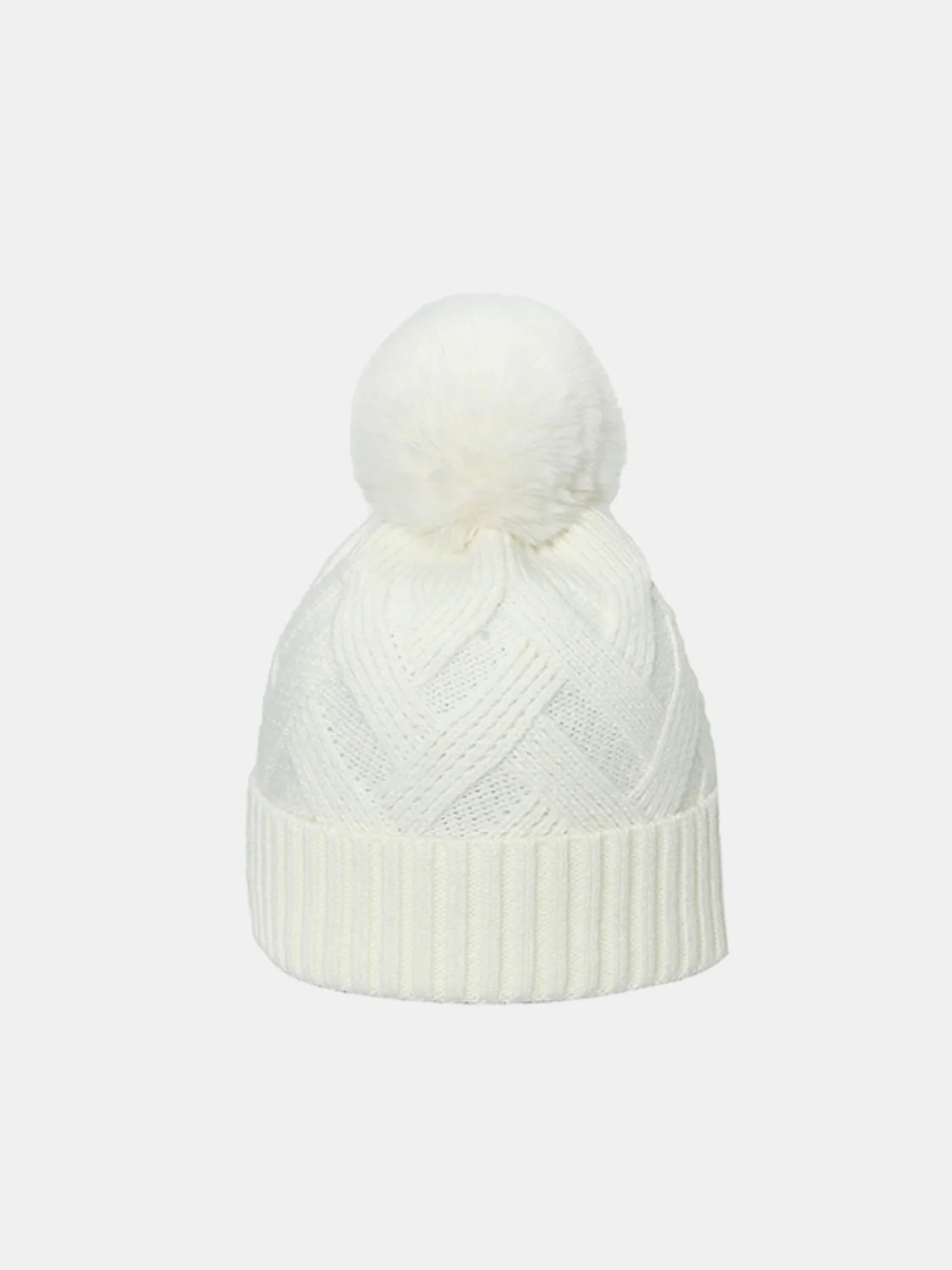 Roll Rim Hat with Pompom Ivory | Casual Chic Boutique