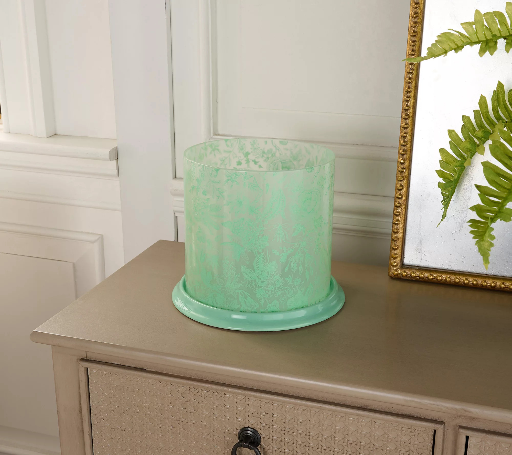 HomeWorx by Slatkin + Co. Printed Toile Glass & Ceramic Hurricane - QVC.com | QVC