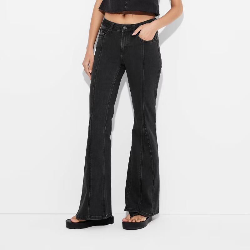 Women's Mid-Rise Flare Jeans - Wild Fable™ Black Wash 12 | Target