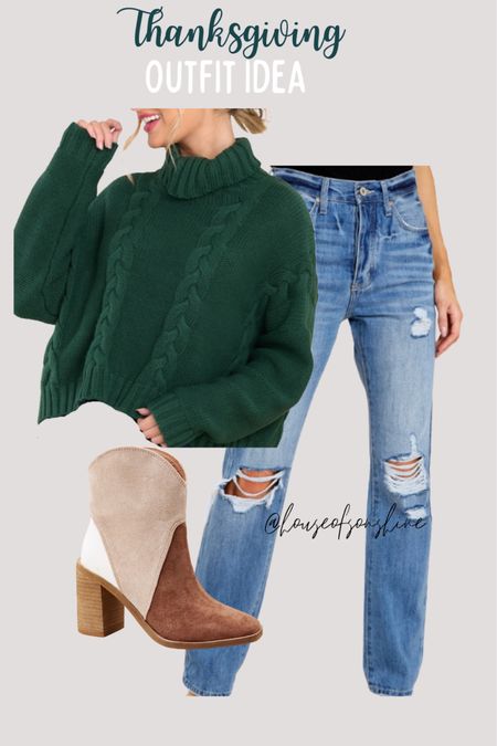 Thanksgiving outfit!! Thanksgiving outfit ideas✨ thanksgiving outfits, booties, chunky sweater and some distressed jeans🌟

#LTKHoliday #LTKSeasonal #LTKfamily