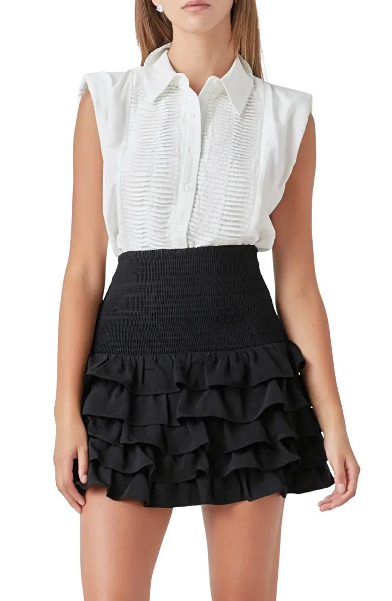 Pintuck Sleeveless Button-Up Shirt | Nordstrom