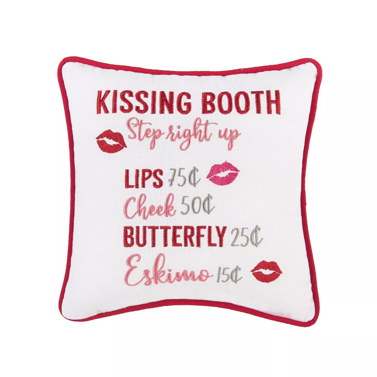 C&F Home 10" x 10" Kissing Booth Valentine's Day Embroidered  Small/Petite Accent Throw Pillow | Target