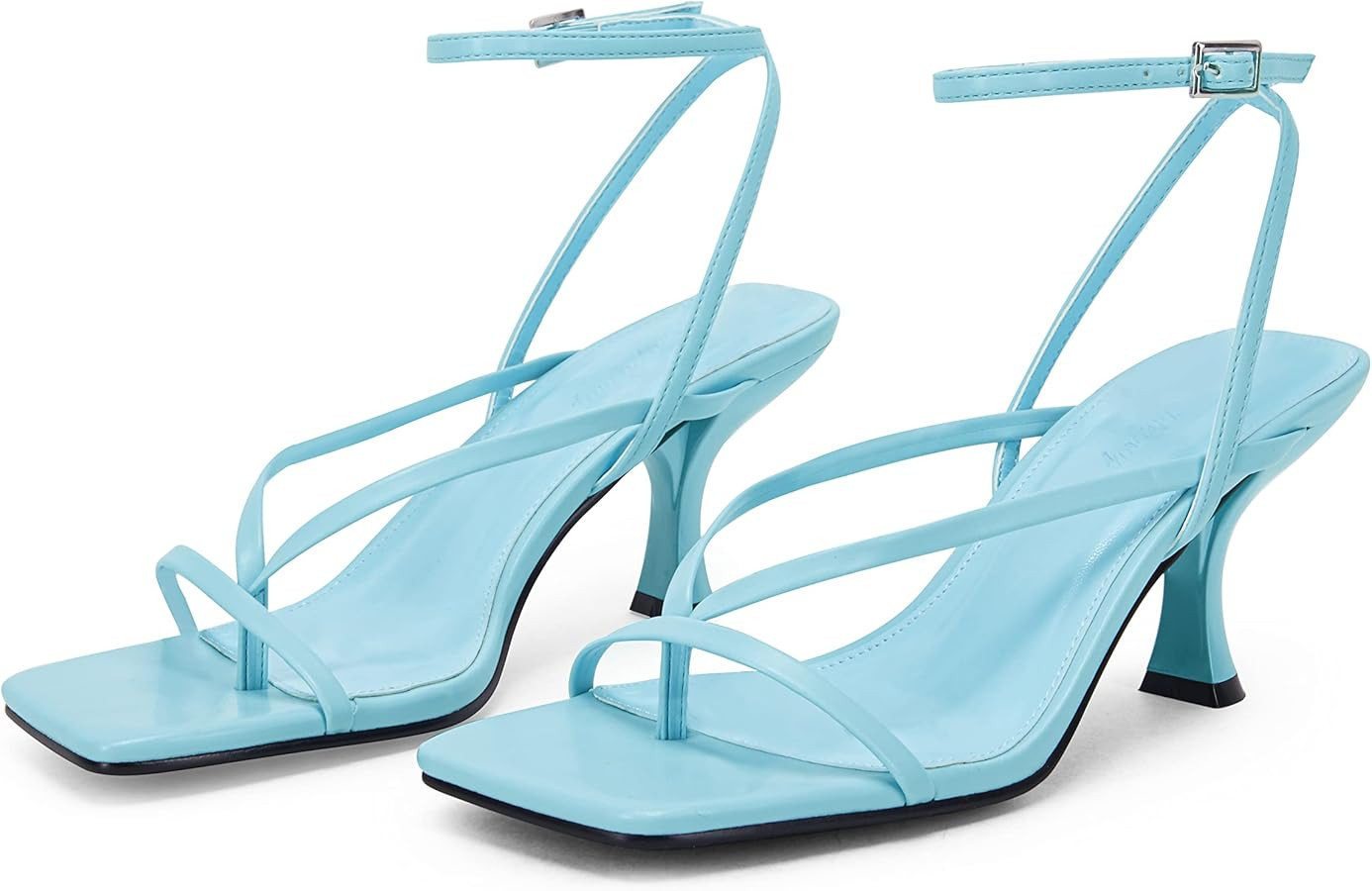 PiePieBuy Women's Lace Up Heeled Sandals Square Flip Flop High Heels Strappy Party Shoes | Amazon (US)