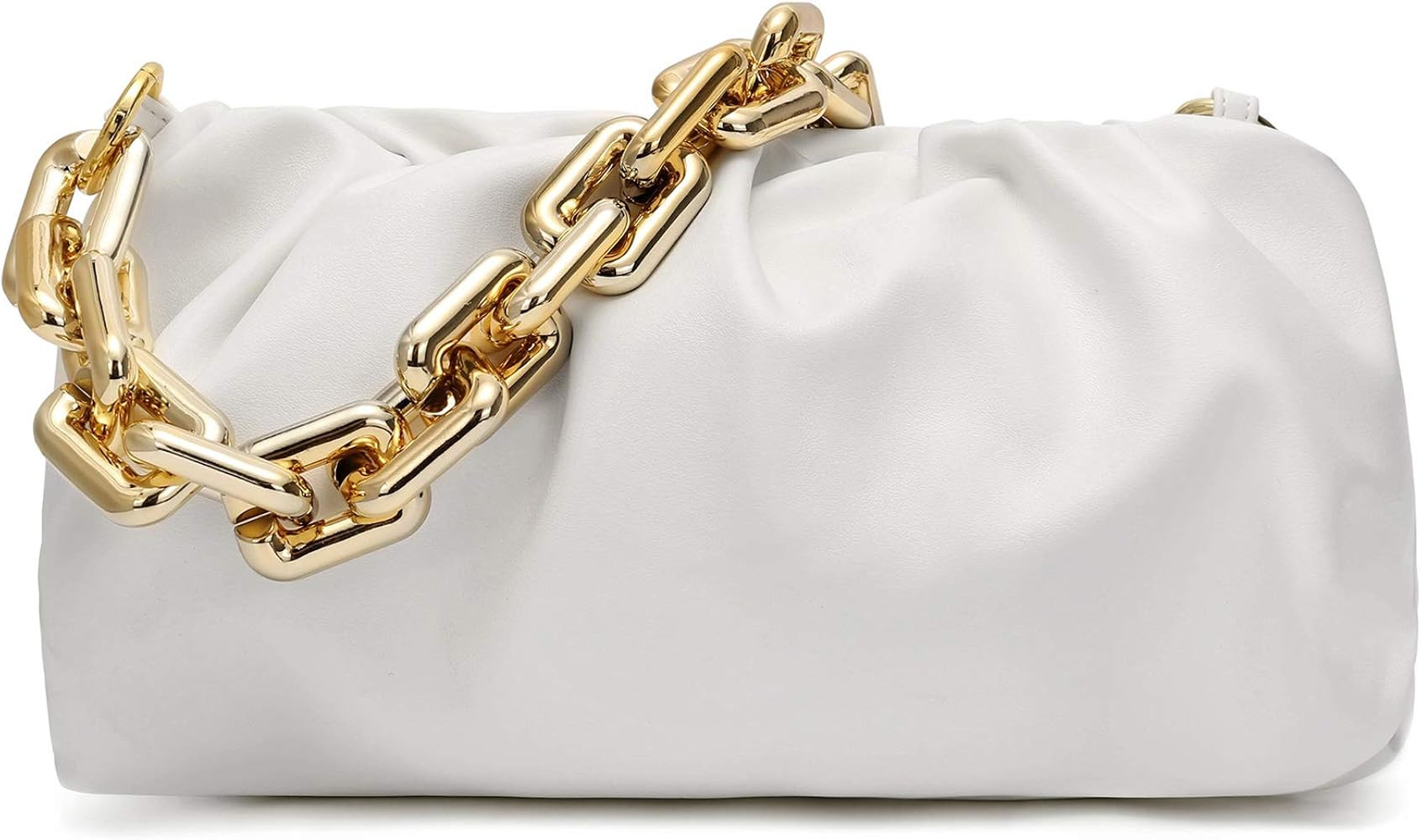 CATMICOO Chunk Chain Dumpling Bag Cloud Clutch Purse for Women with Ruched Detail | Amazon (US)