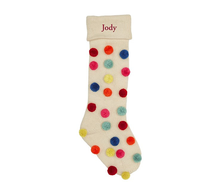 Merry & Bright White Christmas Stocking | Pottery Barn Kids | Pottery Barn Kids