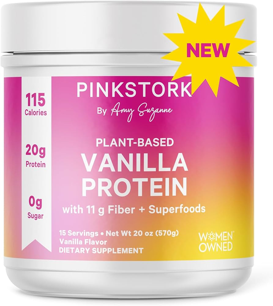 Pink Stork Protein Powder for Women, 20g Plant Based Protein Powder with Fiber + Superfoods, Glut... | Amazon (US)