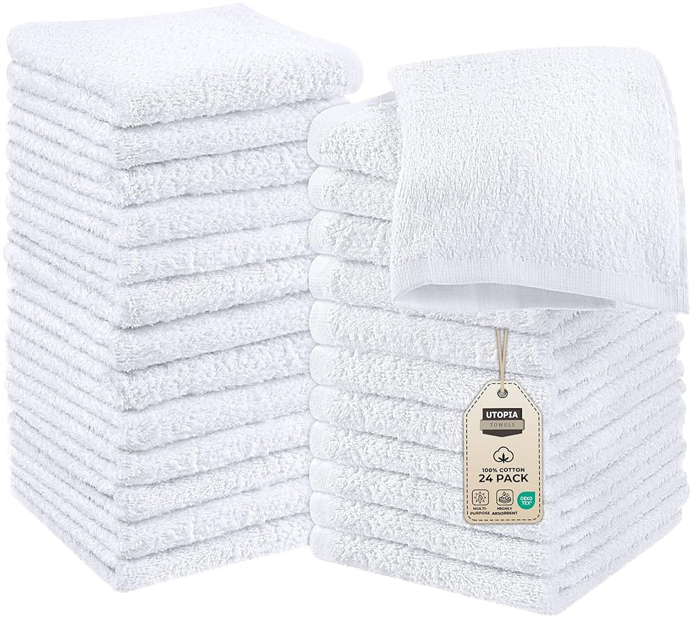 Utopia Towels 24 Pack Cotton Washcloths Set, 100% Ring Spun Cotton, Premium Quality Flannel Face ... | Amazon (US)