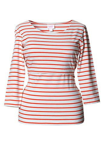 Boob Simone Striped Maternity Nursing Top 3/4 Sleeve - Watermelon/Off White - Large | Amazon (US)