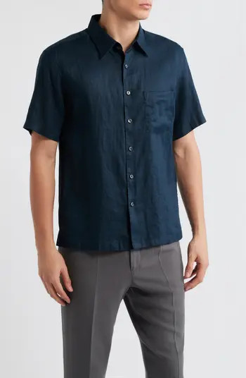 Irving Solid Short Sleeve Linen Button-Up Shirt | Nordstrom