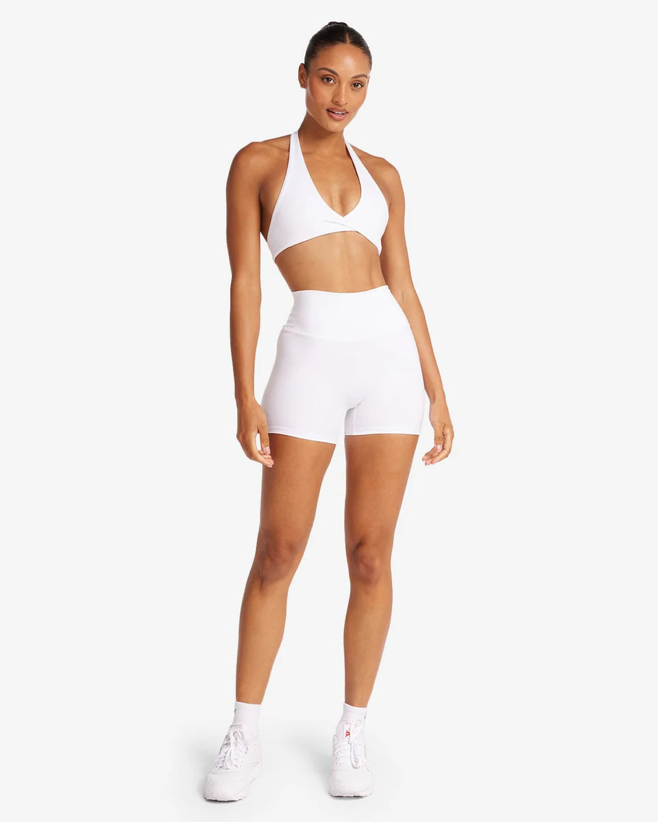 Serenity Scrunch Shorts 4" | White | Crop Shop Boutique AU