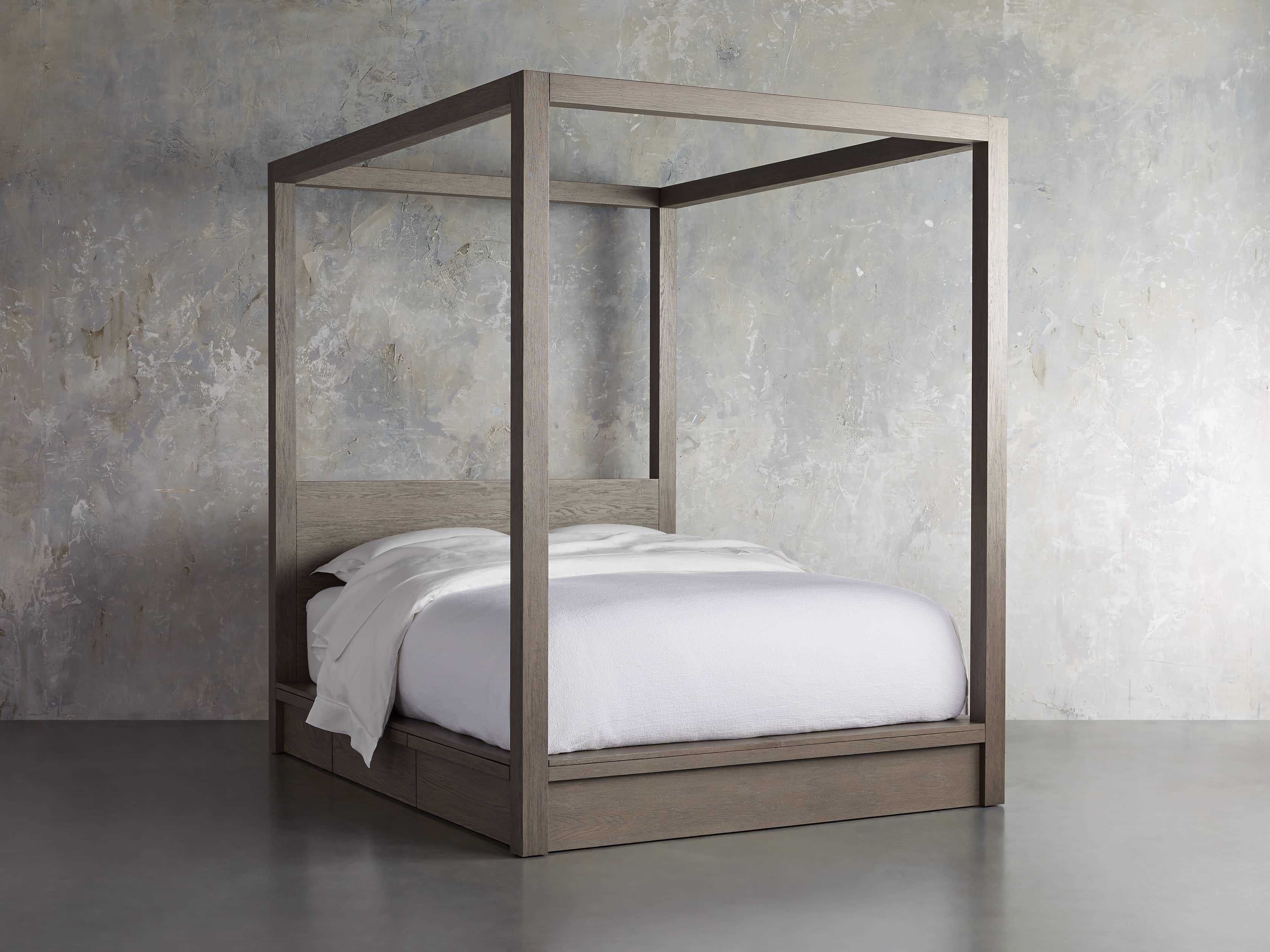 Bodhi Canopy Storage Bed in Salvaged Grey | Arhaus