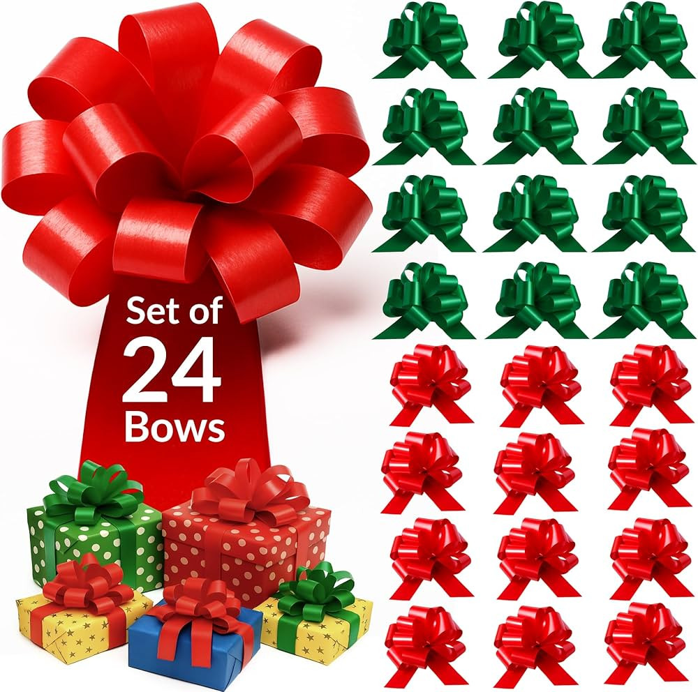 Eye-Catching Xmas Pull Bows for Easy Gift Wrapping with Ribbon - 5" Wide Wrap Bows for Christmas ... | Amazon (US)