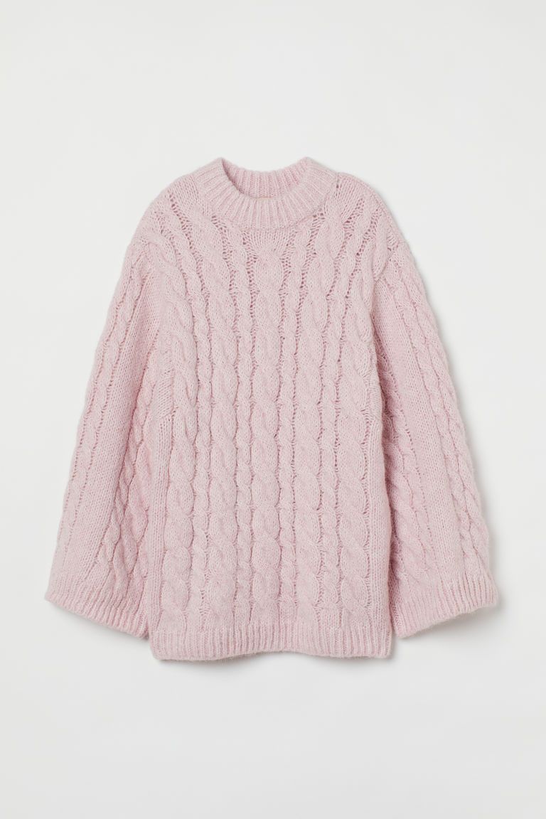 H & M - Wool-blend Cable-knit Sweater - Pink | H&M (US + CA)