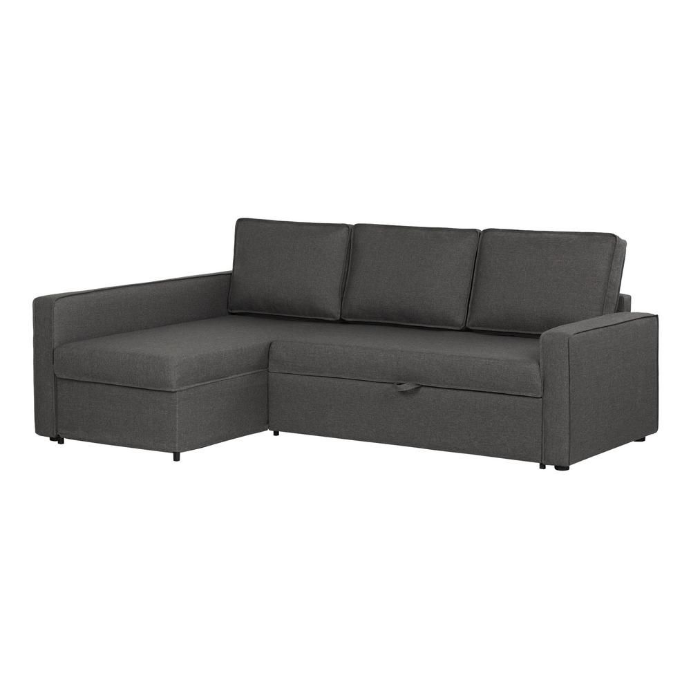 South Shore Live-it Cozy 1-Piece Charcoal Gray Polyester Sectional Sofa with Reversible Sleeper and  | The Home Depot