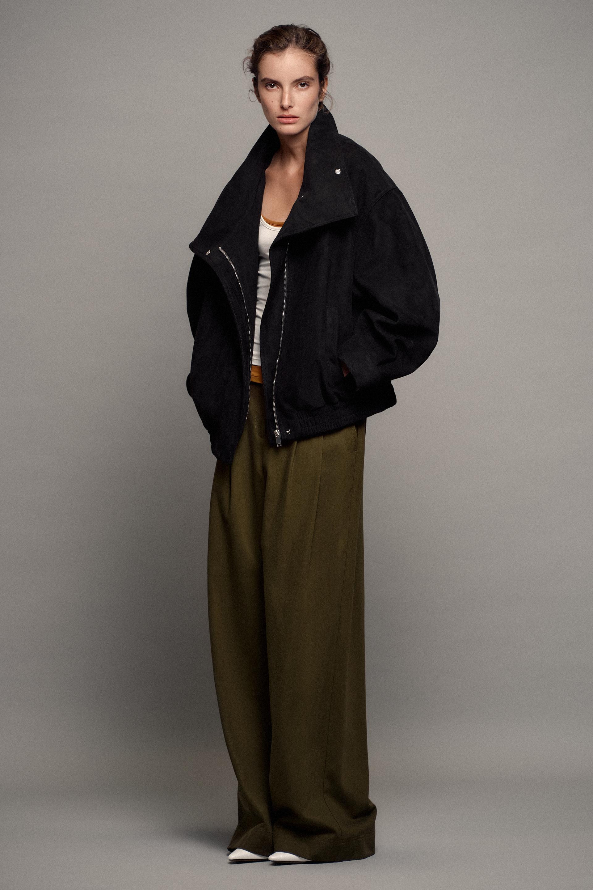 Zara - Suede-Effect Bomber Jacket - Black - M - Woman | Zara US