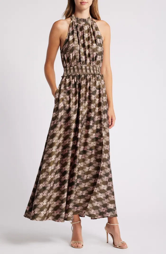 Geo Print Smocked Waist Maxi Dress | Nordstrom