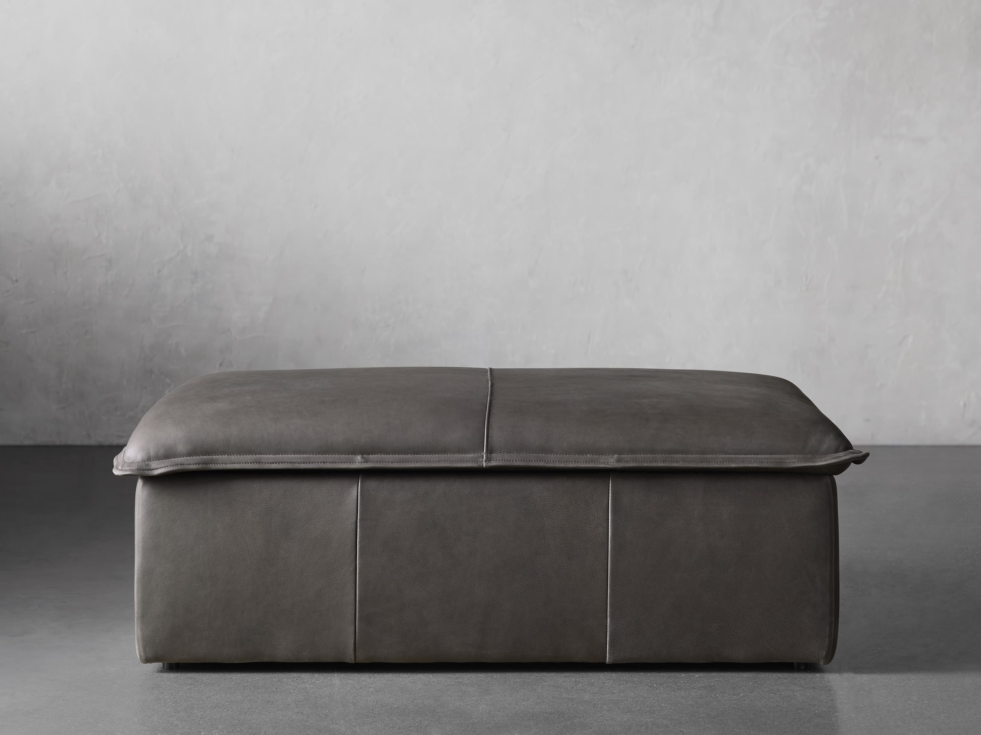 Rowland Leather Storage Ottoman | Arhaus