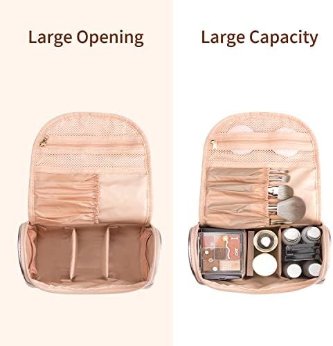 Travel Makeup Bag, Rose Gold Cosmetic Bag for Women Portable Makeup Organizer Bag Vegan Leather Toil | Amazon (US)