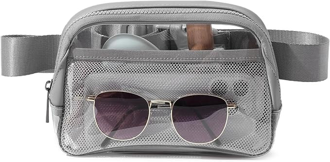 Clear Belt Bag Fanny Pack Stadium Approved, Small Leather Transparent Waist Bag with Adjustable S... | Amazon (US)
