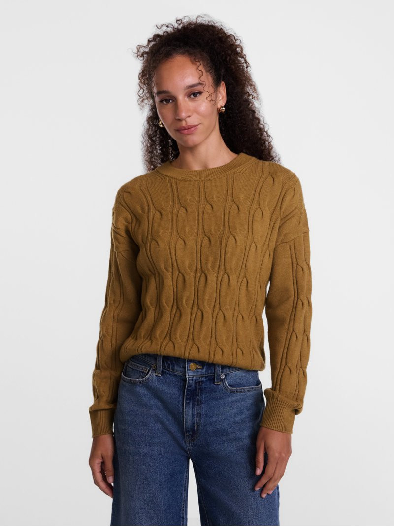 Scenario Women's Crewneck Cable Knit Mid-weight Sweater, Sizes XS-XXXL | Walmart (US)