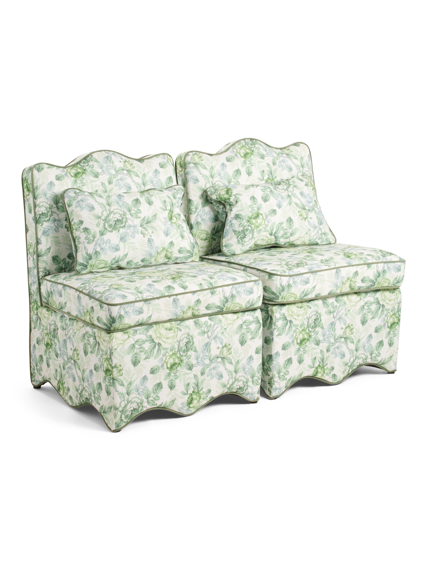 Set Of 2 Floral Print Scallop Trim Accent Chairs | Marshalls