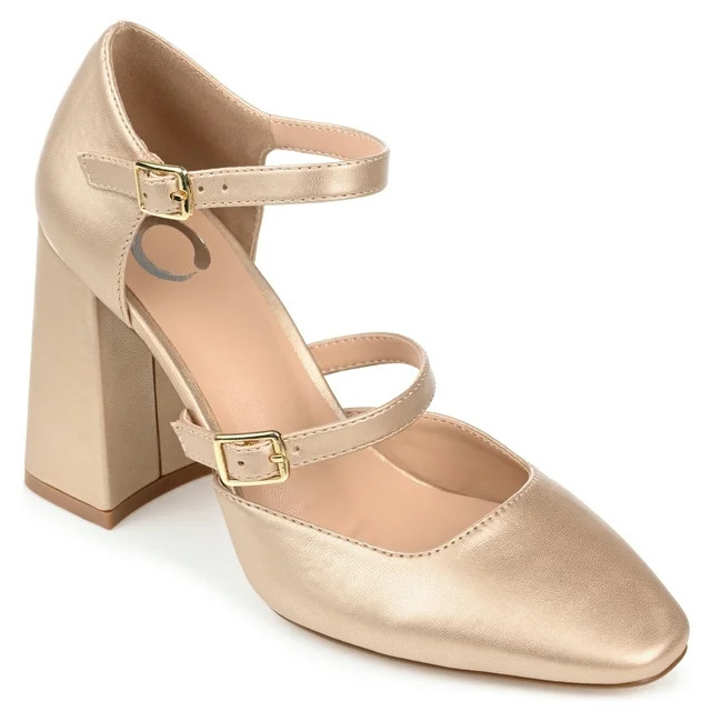 Journee Collection Womens Isadorah Mary Jane Mid Block Heel Square Toe Pumps | Walmart (US)