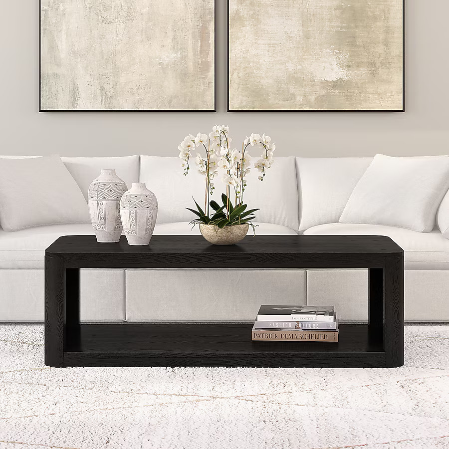 Hailey Home Kellan Black Grain MDF Modern Coffee Table | Lowe's