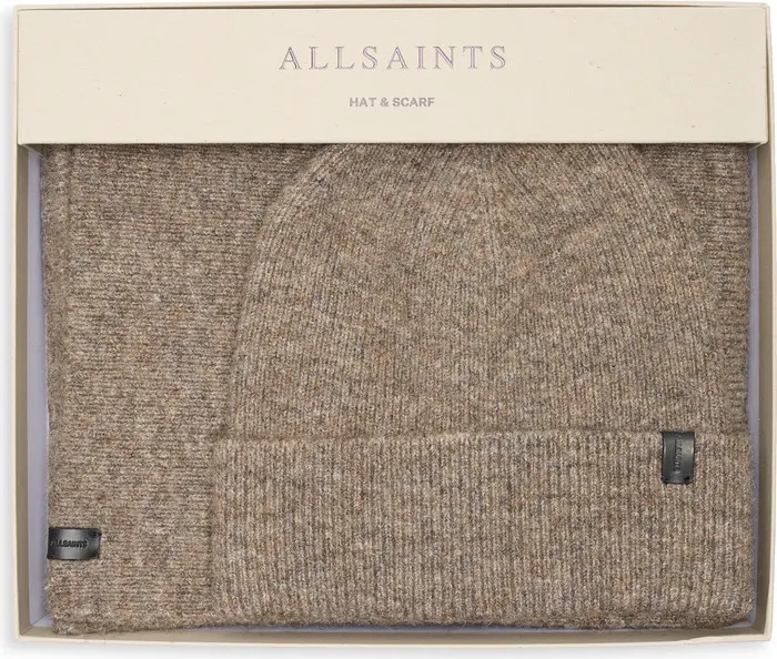 AllSaints Fuzzy Beanie & Scarf Gift Set | Nordstromrack | Nordstrom Rack