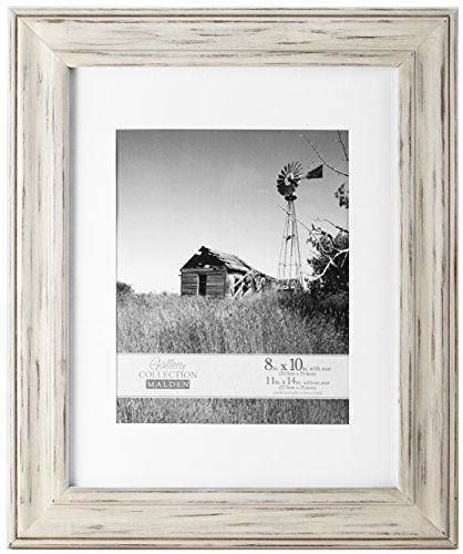 Malden International Designs Whitman White Wash Matted Wood Picture Frame, 8x10/11x14, White | Amazon (US)