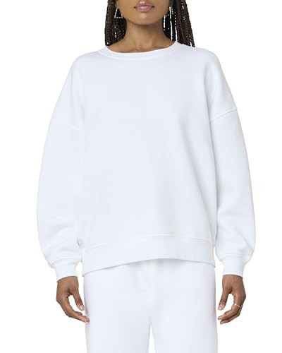 florence by mills Women's Cozy Crush Oversized Pullover Sweatshirt, Bright White, Medium | Amazon (US)