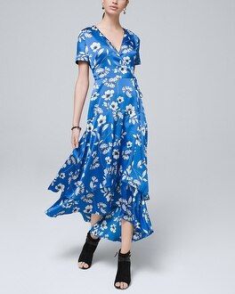 Floral Print Faux Wrap Midi Dress | White House Black Market