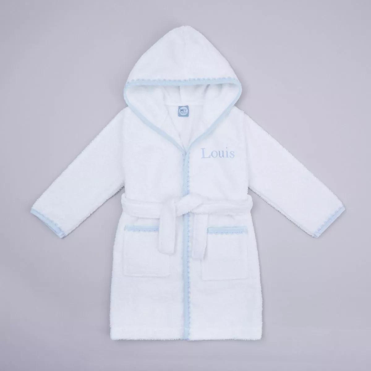 Personalised Blue Picot Trim Dressing Gown | My 1st Years (Global)