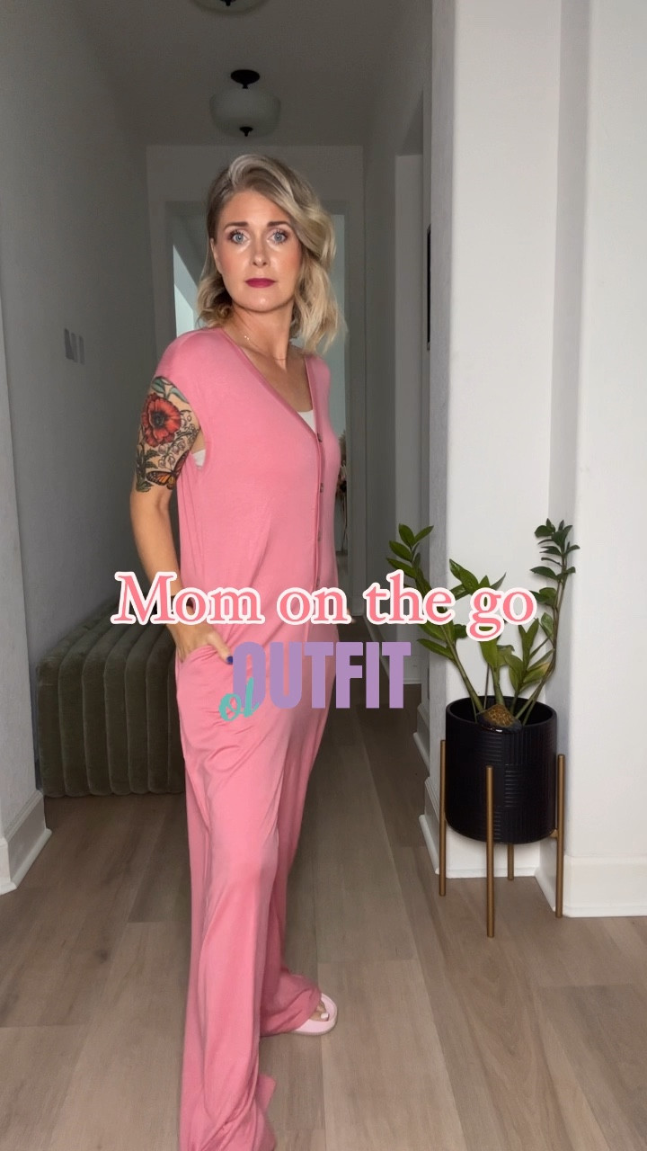 Another day another pink outfit. (Don’t worry if pink isn’t your jam, it comes in lots of other colors.) This romper is perfect for the mom on go that loves to be comfy and ready for any adventure that pops up… And it has POCKETS!! I really wish you could feel this material, you will want to live in it. 
P.S. Is it just me or is it giving Free People vibes?
I’m 5’1, 105 lbs wearing size small 

#LTKOver40