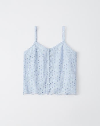 Eyelet Button-Front Cami | Abercrombie & Fitch US & UK