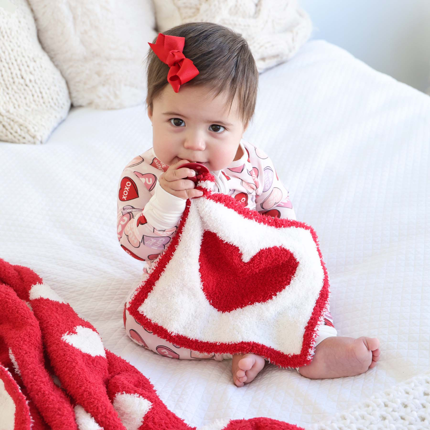CuddleLane™ Luxe Lovey | Red Hearts | Caden Lane