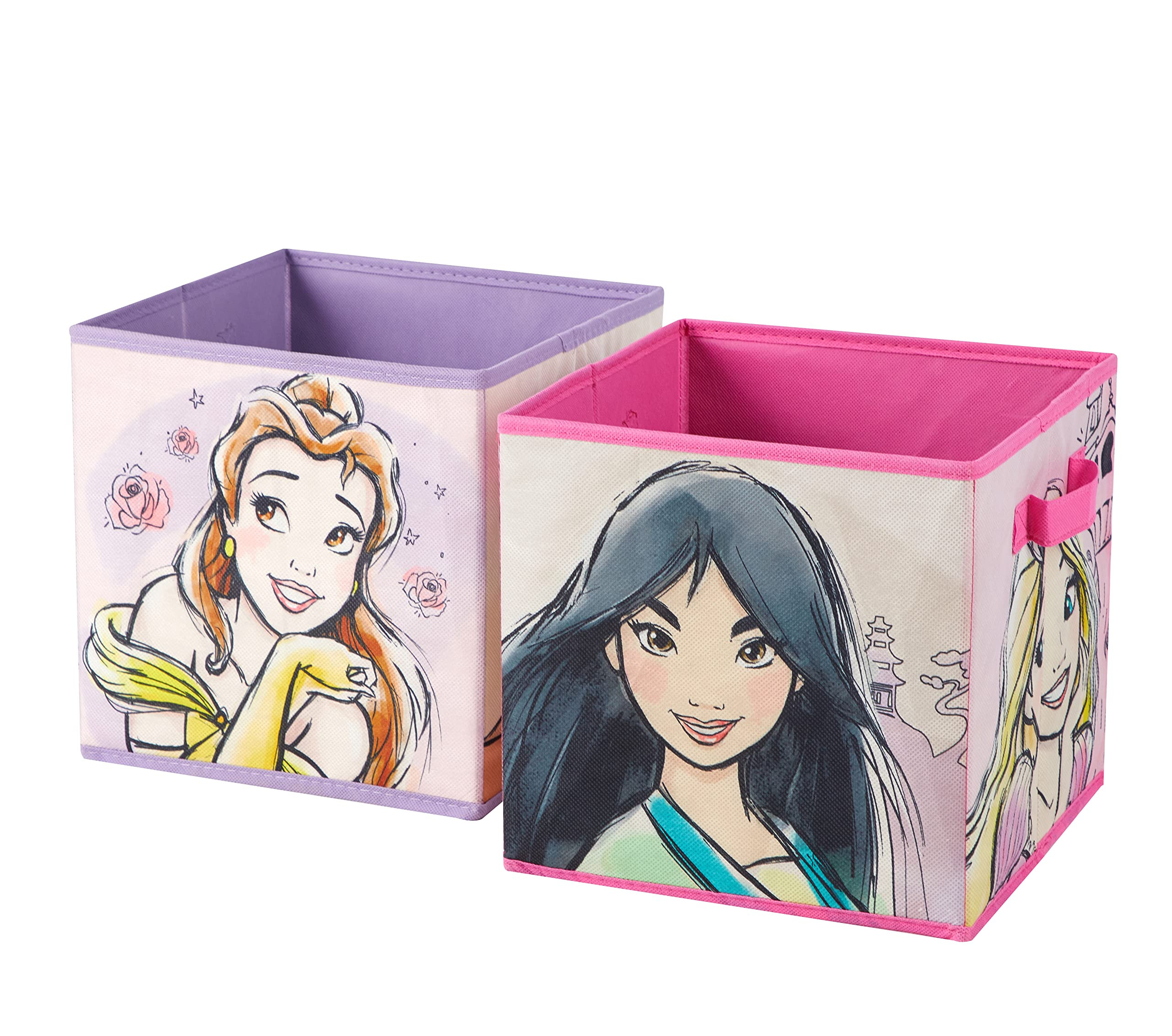 Idea Nuova Disney Princess Collapsible Storage Cubes, Set of 2, 10"x10" | Amazon (US)