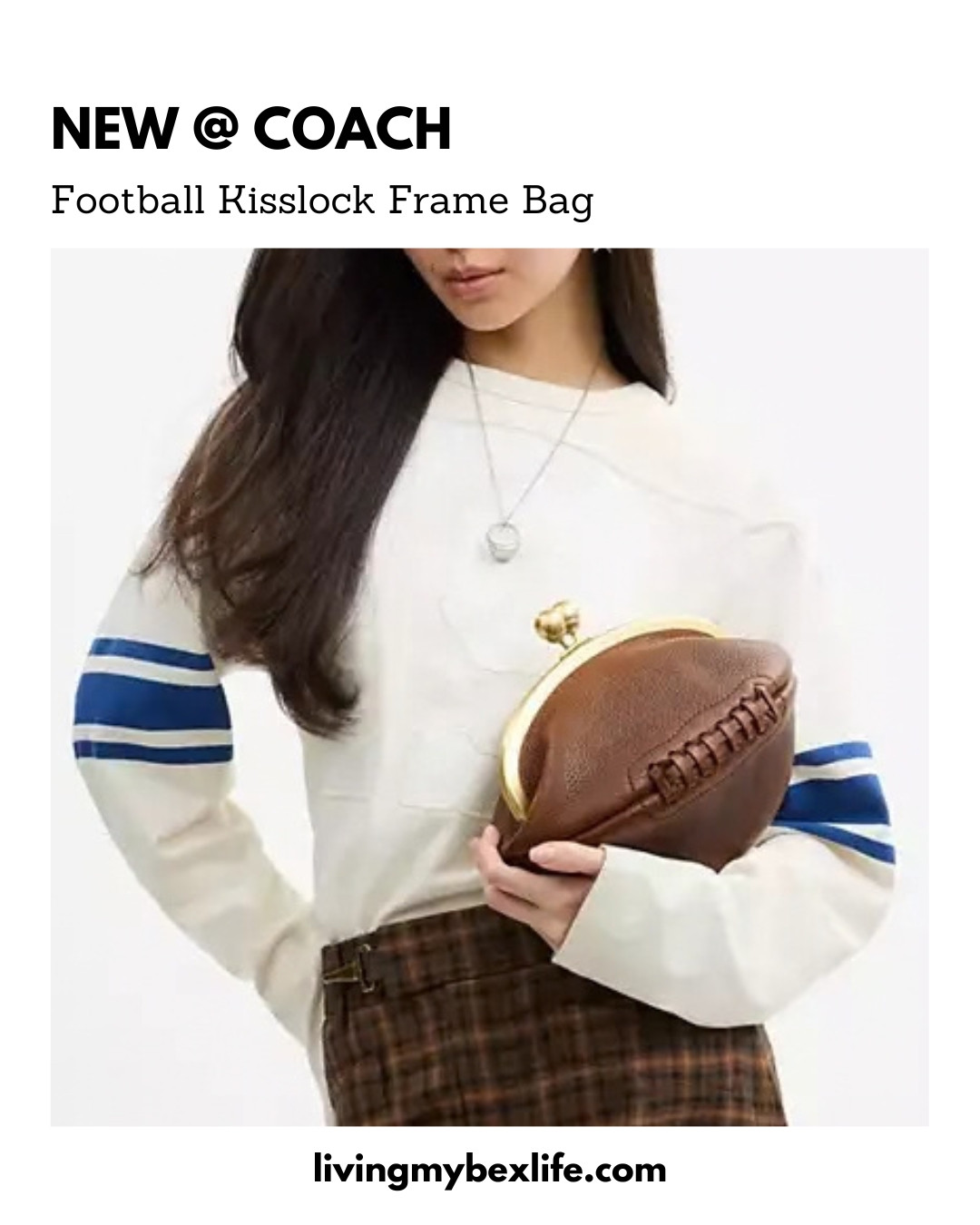 Extremely limited edition COACH Football Kisslock Frame Bag In Repurposed Leather | sporty girl, vintage coach, wags, gameday, game day outfit, football game, it bag, purse, handbag, college football, nfl, wags 

 #LTKfitnessgoals #LTKActive #LTKU