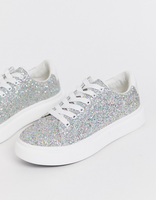 ASOS DESIGN Doro chunky lace up sneakers in glitter | ASOS US