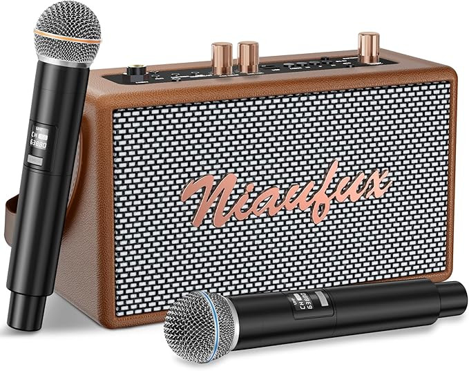 Karaoke Machine, Retro-Design Speaker with 2 Wireless Microphones for Adults & Kids, Portable Kar... | Amazon (US)