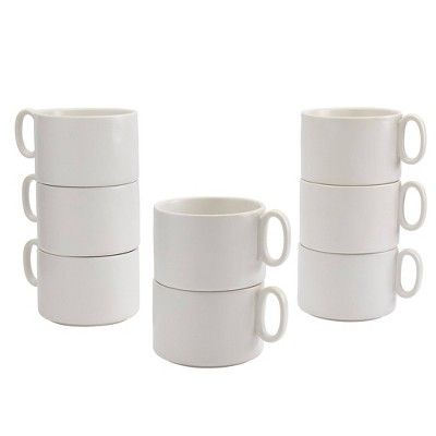15oz 8pk Stoneware Chef Stack Mugs with Handles - Tabletops Gallery | Target