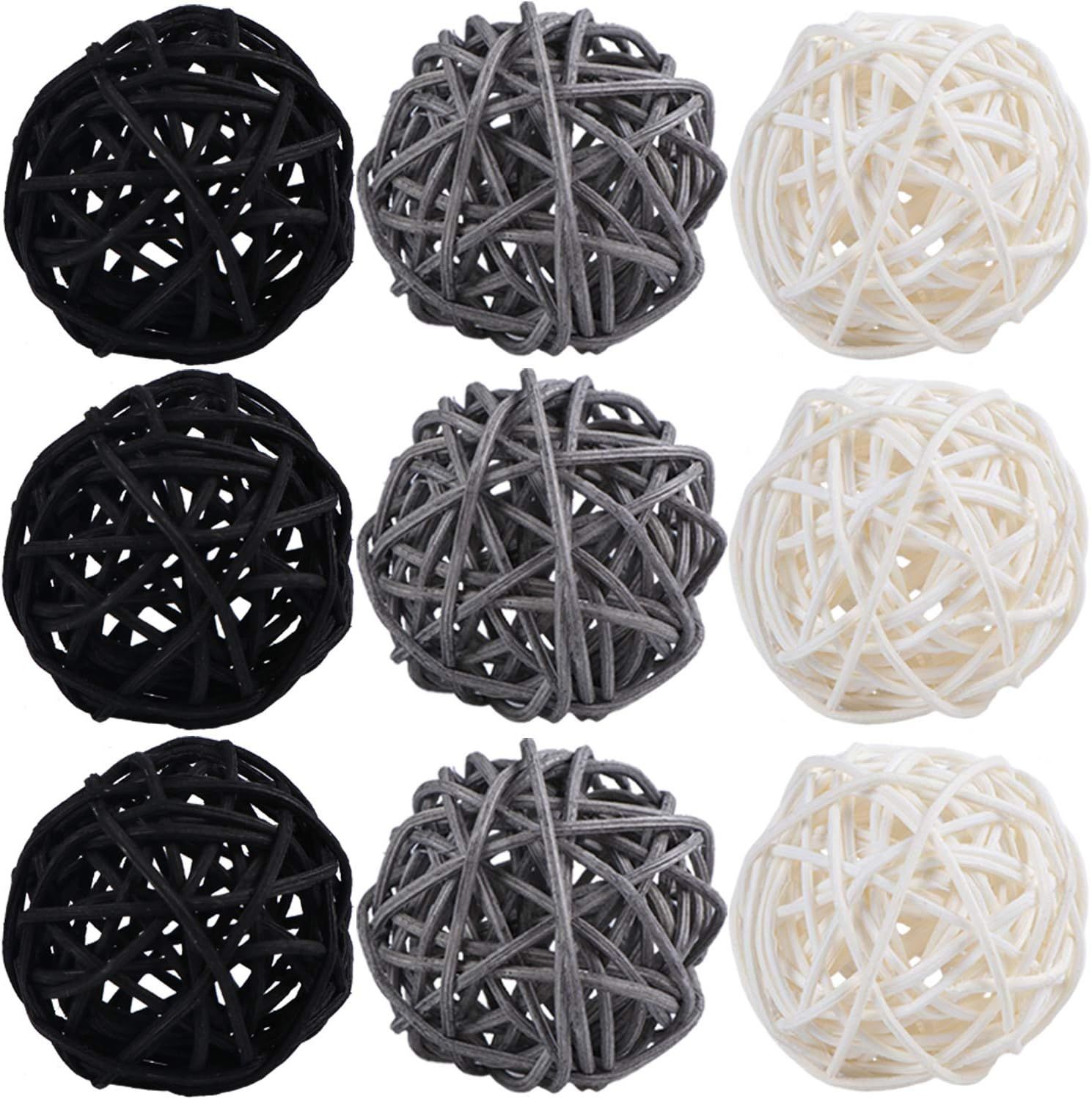 STMK 9 Pcs 3 Inch Wicker Balls Decorations, Rattan Balls Decorative for Home Decor DIY Vase Bowl ... | Amazon (US)