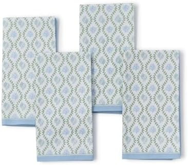 Two's Company Coral Reef Block Print Cloth Napkins, 20-Inch, Cotton, Set of 4 | Amazon (US)