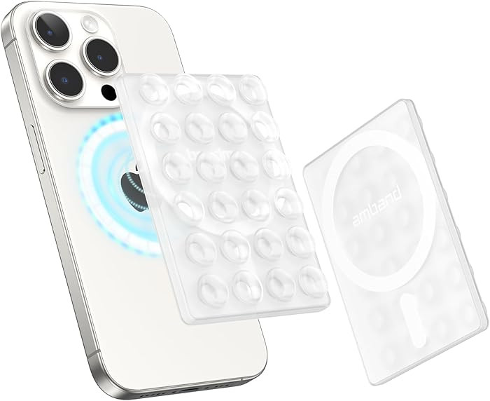 amBand Magnetic Suction Phone Mount for MagSafe Case, Clear Silicone Octo Cup Buddy Sticky Grip H... | Amazon (US)